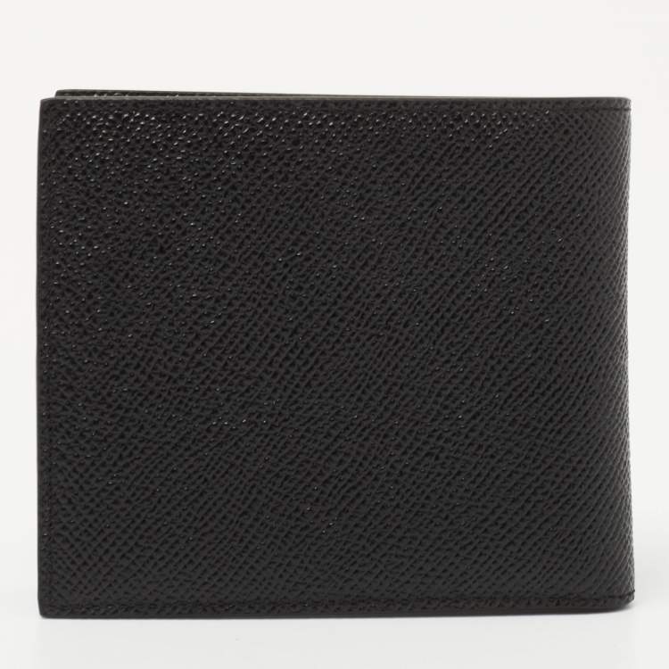 Pre Owned Dolce & Gabbana Black Leather Logo Plaque Bifold Wallet