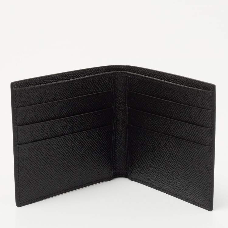 Pre Owned Dolce & Gabbana Black Leather Logo Plaque Bifold Wallet