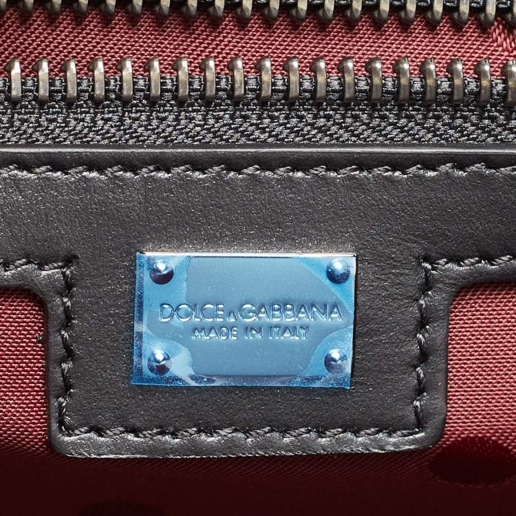 Pre Owned Dolce & Gabbana Black Leather Large Logo Tote