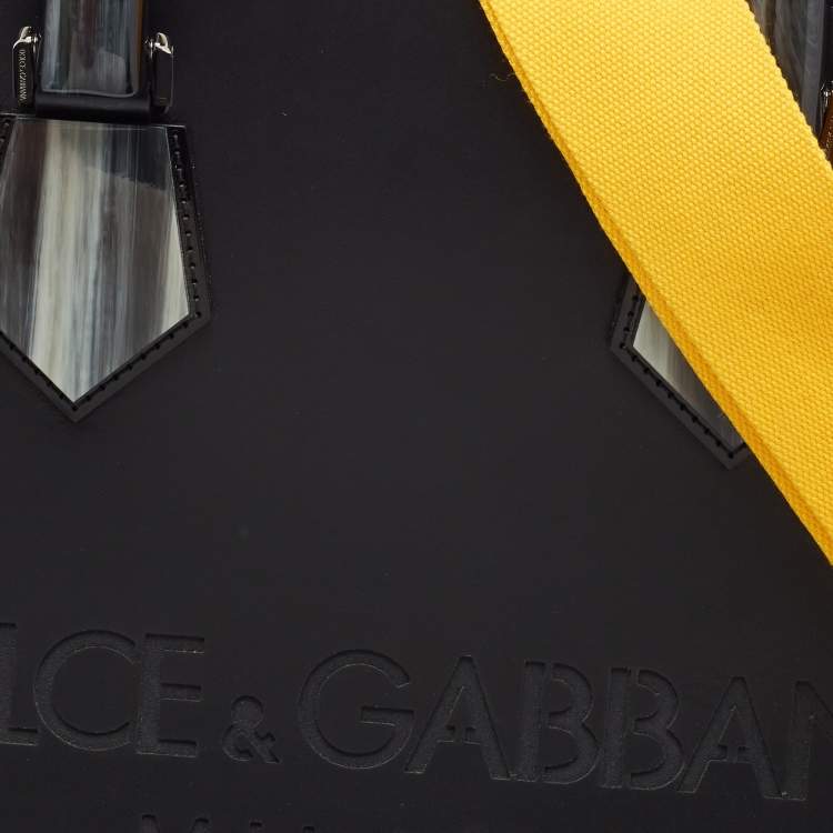 Pre Owned Dolce & Gabbana Black Leather Large Logo Tote