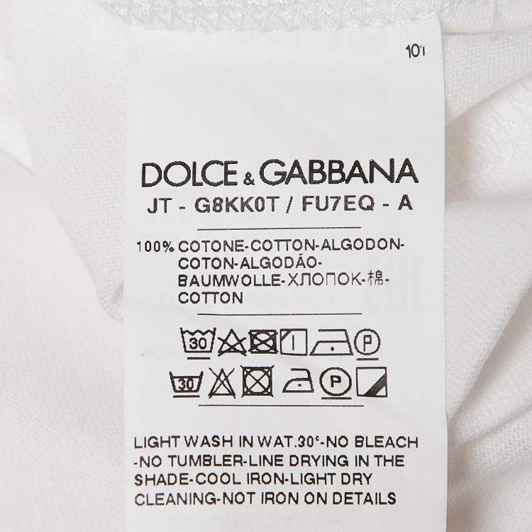 مملوكة مسبقًا Dolce & Gabbana White Logo Applique Jersey V-Neck T-Shirt 5XL