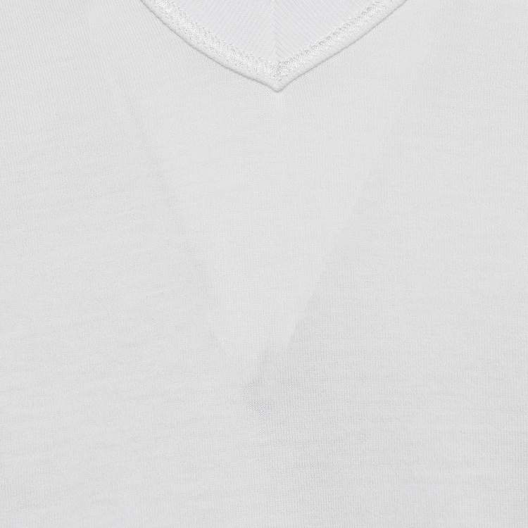 مملوكة مسبقًا Dolce & Gabbana White Logo Applique Jersey V-Neck T-Shirt 5XL