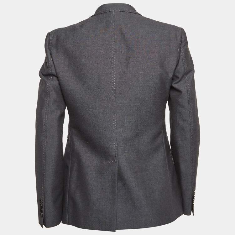 ジャケット Dolce & Gabbana Dark Grey Wool Blazer Dolce & Gabbana Grey Crystal Embellished Wool Blazer L Dolce