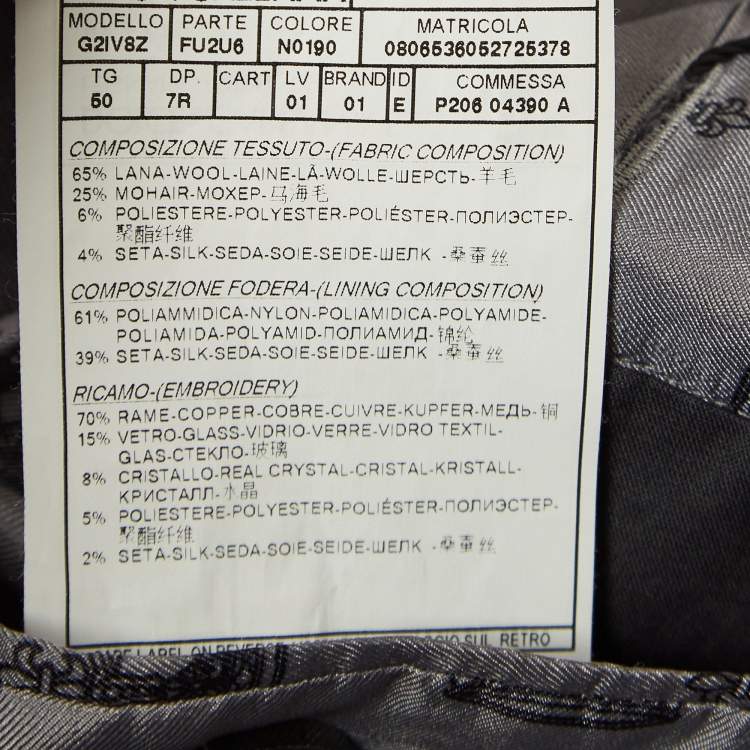 Pre Owned Dolce & Gabbana Grey Crystal Embellished Wool Blazer L