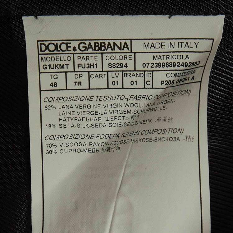 Pre Owned Dolce & Gabbana Dark Grey Wool & Silk Tailored Wool 3 Pc Suit Set M