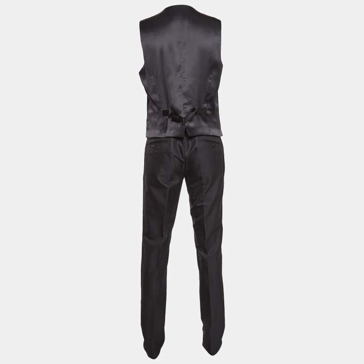 Pre Owned Dolce & Gabbana Black Wool Blend Tailored Wool 3 Pc Suit Set L
