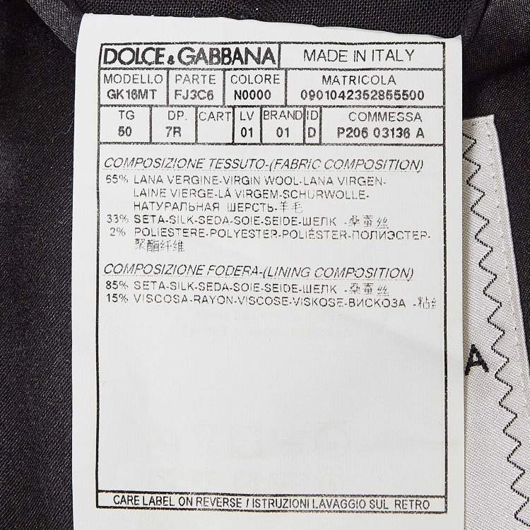 Pre Owned Dolce & Gabbana Black Wool Blend Tailored Wool 3 Pc Suit Set L