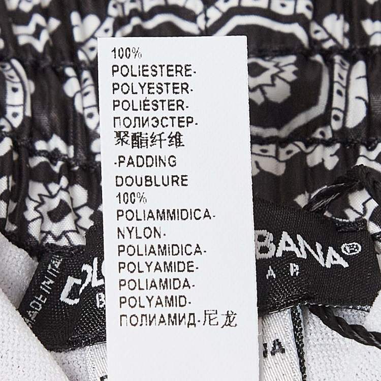 Pre Owned Dolce & Gabbana Beachwear Black Printed Synthetic Boxer Shorts S