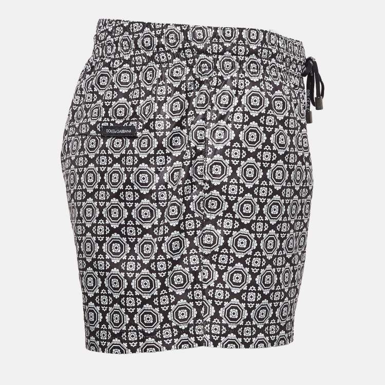 Pre Owned Dolce & Gabbana Beachwear Black Printed Synthetic Boxer Shorts S