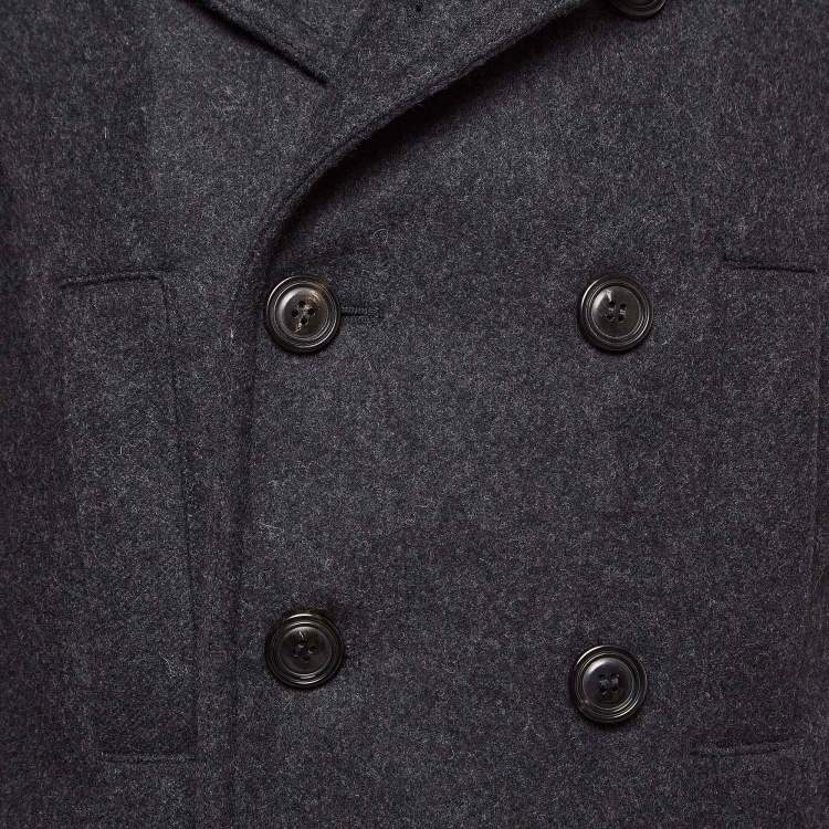 Pre Owned Dolce & Gabbana Grey Wool Blend Quilted Back Coat M