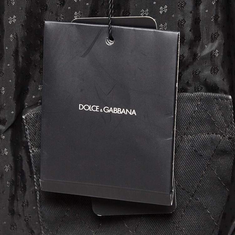 Pre Owned Dolce & Gabbana Grey Wool Blend Quilted Back Coat M