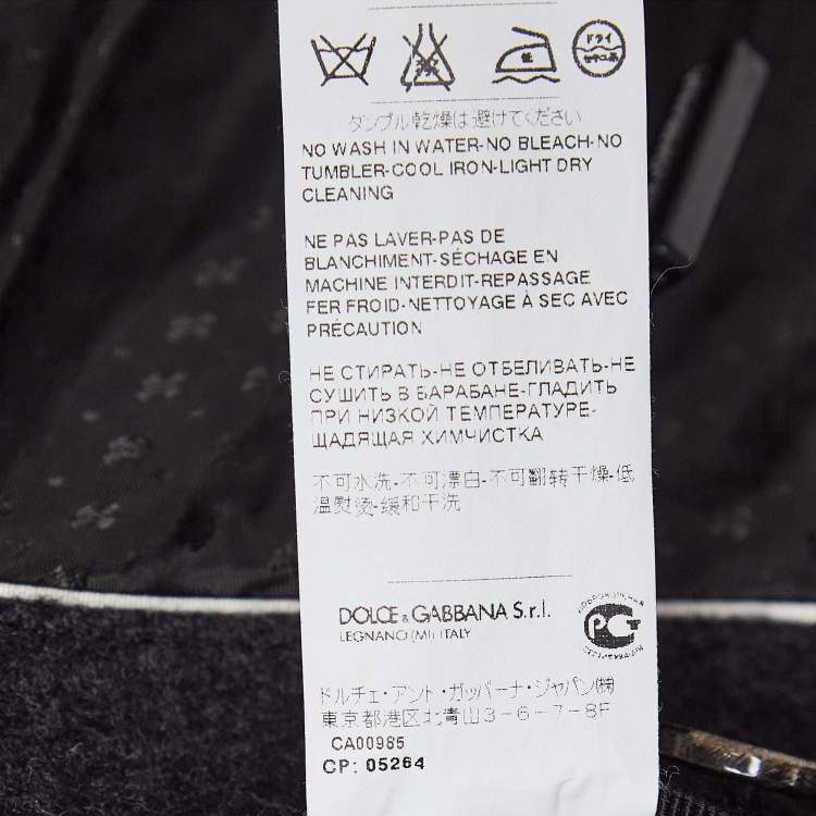 Pre Owned Dolce & Gabbana Grey Wool Blend Quilted Back Coat M