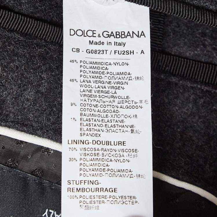 Pre Owned Dolce & Gabbana Grey Wool Blend Quilted Back Coat M