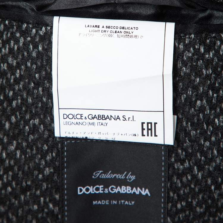 Pre Owned Dolce & Gabbana Black Wool Tweed Single Breasted Blazer S