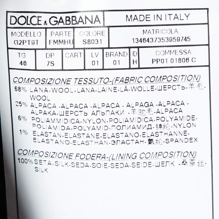 Pre Owned Dolce & Gabbana Black Wool Tweed Single Breasted Blazer S