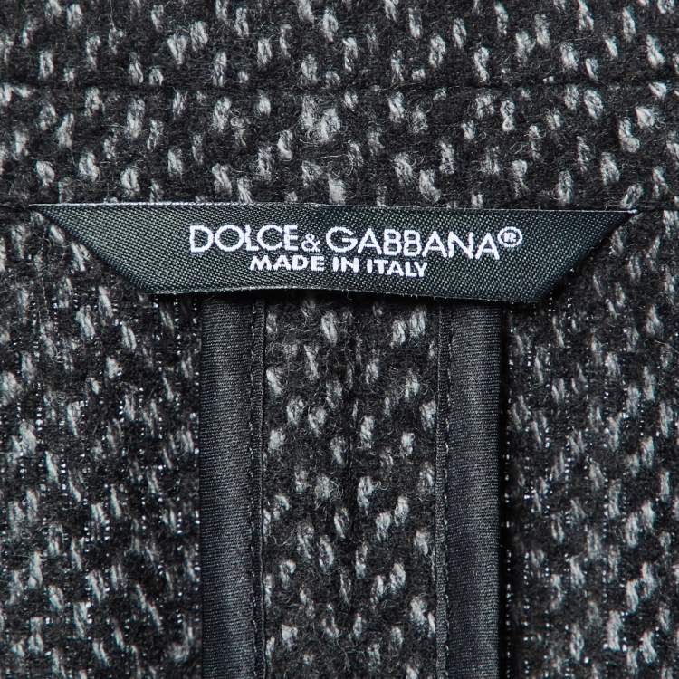 Pre Owned Dolce & Gabbana Black Wool Tweed Single Breasted Blazer S