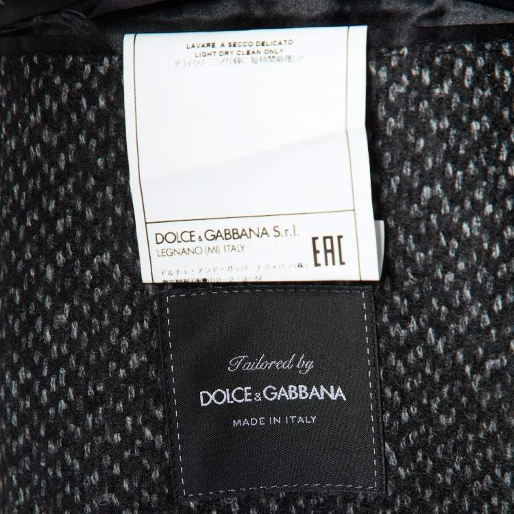 Pre Owned Dolce & Gabbana Black Wool Tweed Single Breasted Blazer S