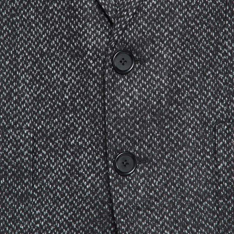 Pre Owned Dolce & Gabbana Black Wool Tweed Single Breasted Blazer S