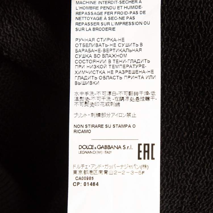 Pre Owned Dolce & Gabbana x UNXD Black Printed Cotton Knit Hooded Sweatshirt M