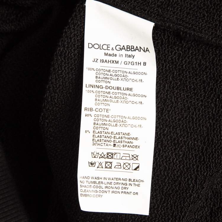 Pre Owned Dolce & Gabbana x UNXD Black Printed Cotton Knit Hooded Sweatshirt M