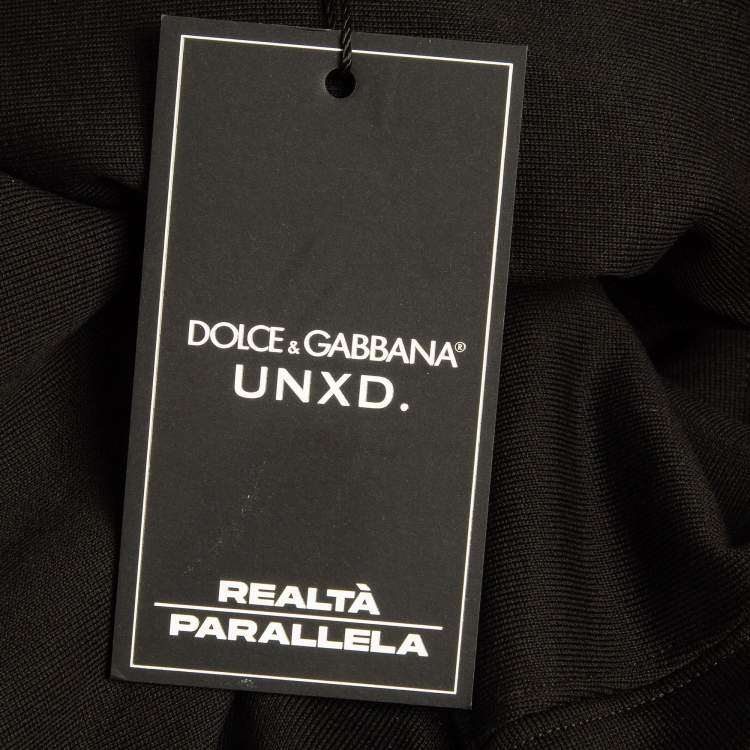 Pre Owned Dolce & Gabbana x UNXD Black Printed Cotton Knit Hooded Sweatshirt M