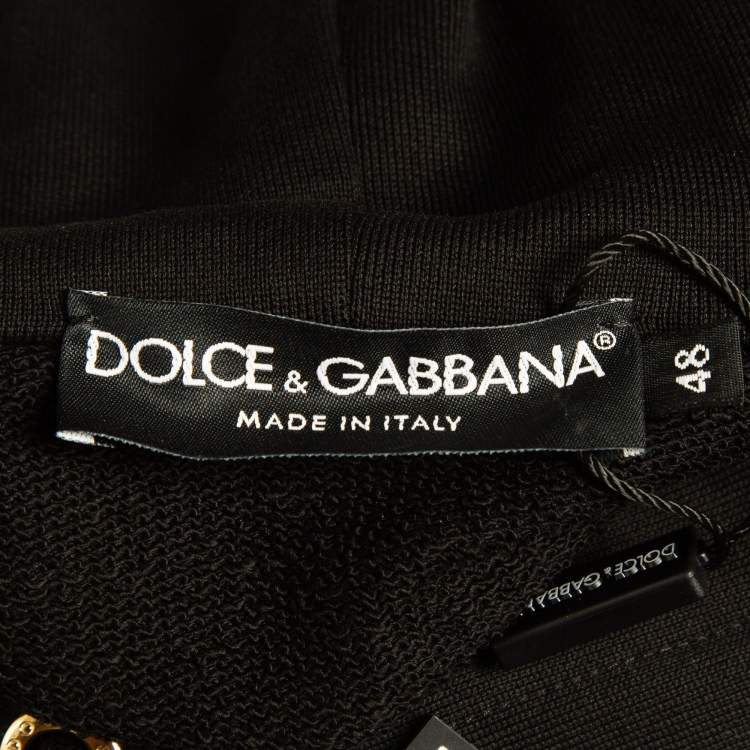 Pre Owned Dolce & Gabbana x UNXD Black Printed Cotton Knit Hooded Sweatshirt M