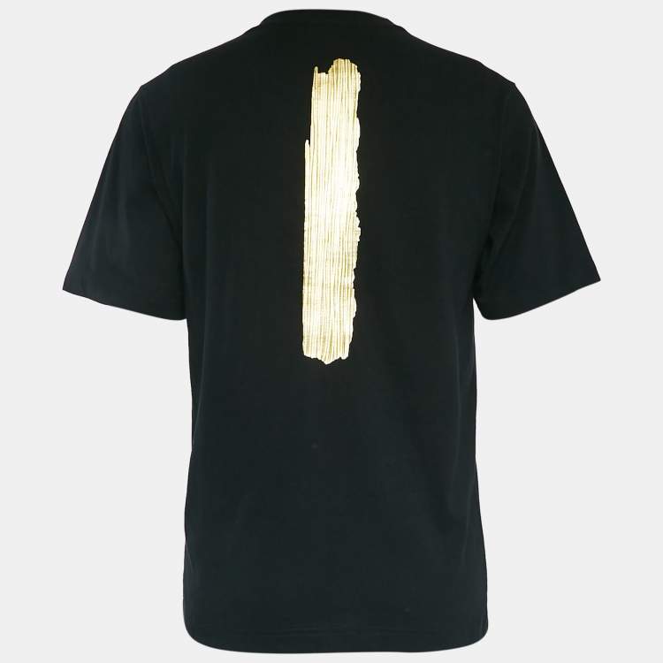 Pre Owned Dolce & Gabbana Black/Gold Logo Print Cotton Jersey T-Shirt M