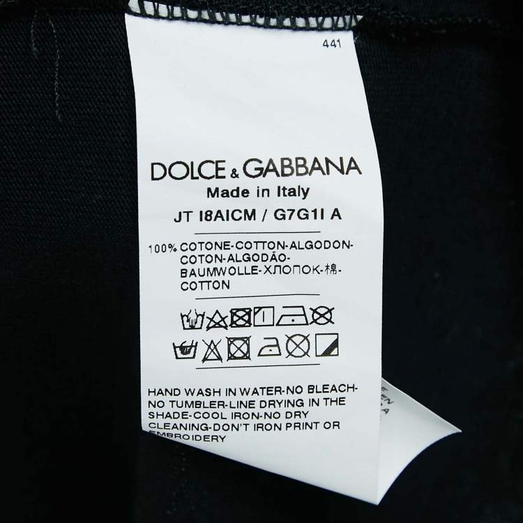Pre Owned Dolce & Gabbana Black/Gold Logo Print Cotton Jersey T-Shirt M
