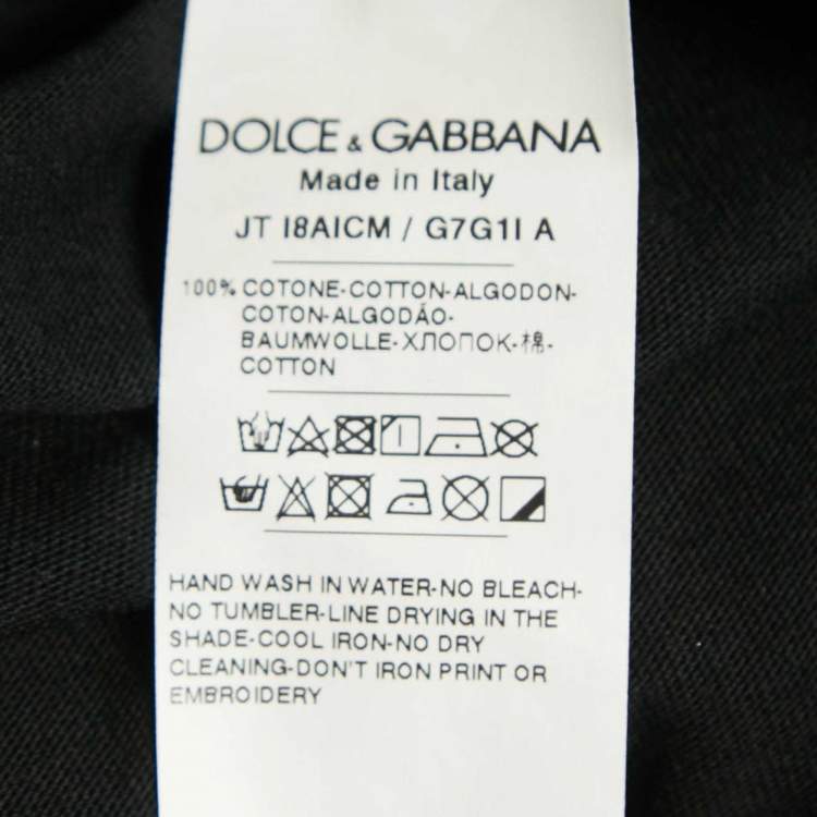 Pre Owned Dolce & Gabbana Black/Gold Logo Print Cotton Jersey T-Shirt M