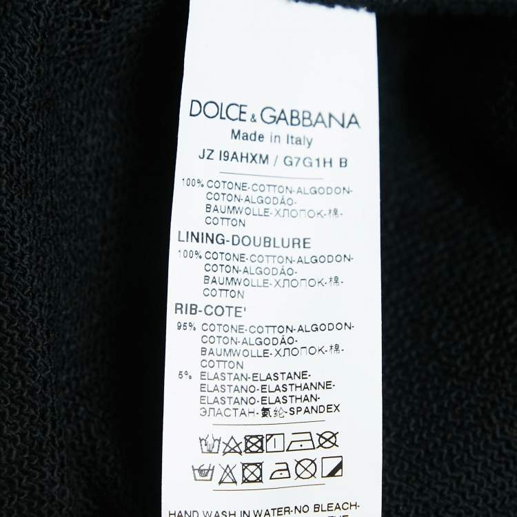 Pre Owned Dolce & Gabbana Black/Gold Logo Print Cotton Knit Hoodie M