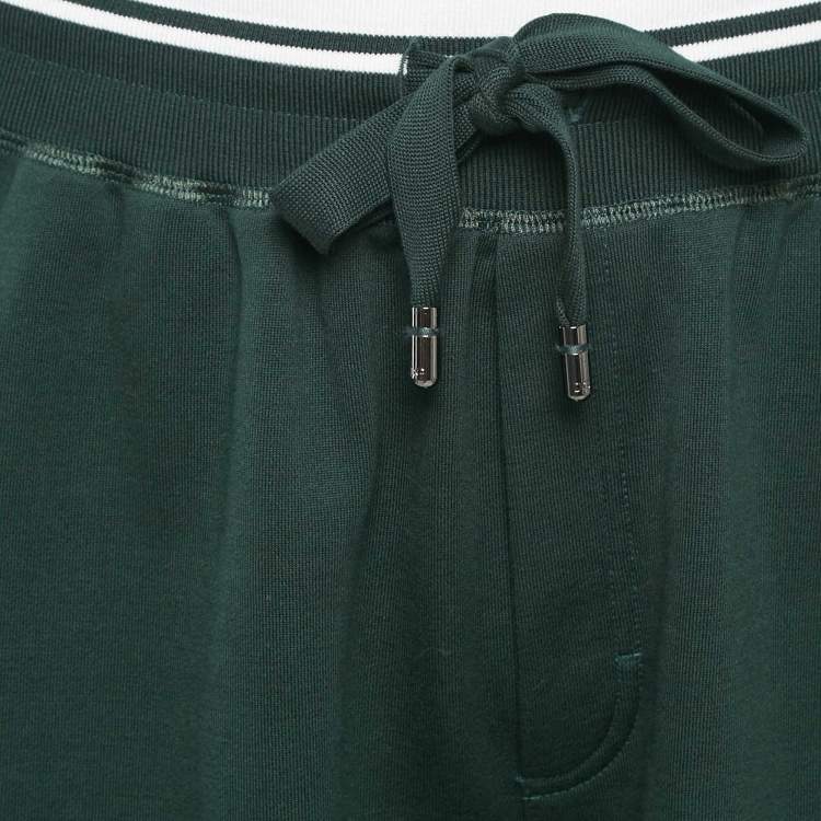 Pre Owned Dolce & Gabbana Green Cotton Knit Drawstring Shorts M