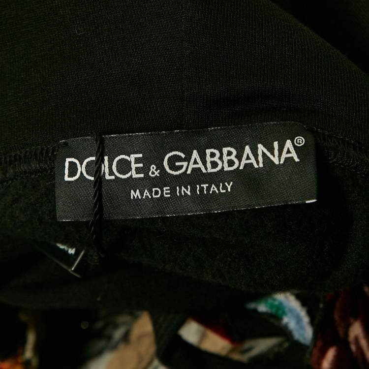 Pre Owned Dolce & Gabbana Black Paradise Applique Cotton Knit Hooded Sweatshirt M