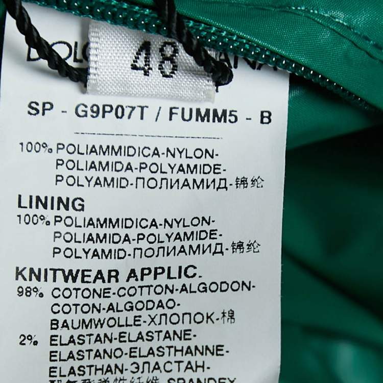 Pre Owned Dolce & Gabbana Green Synthetic Zip-Up Bomber Jacket M