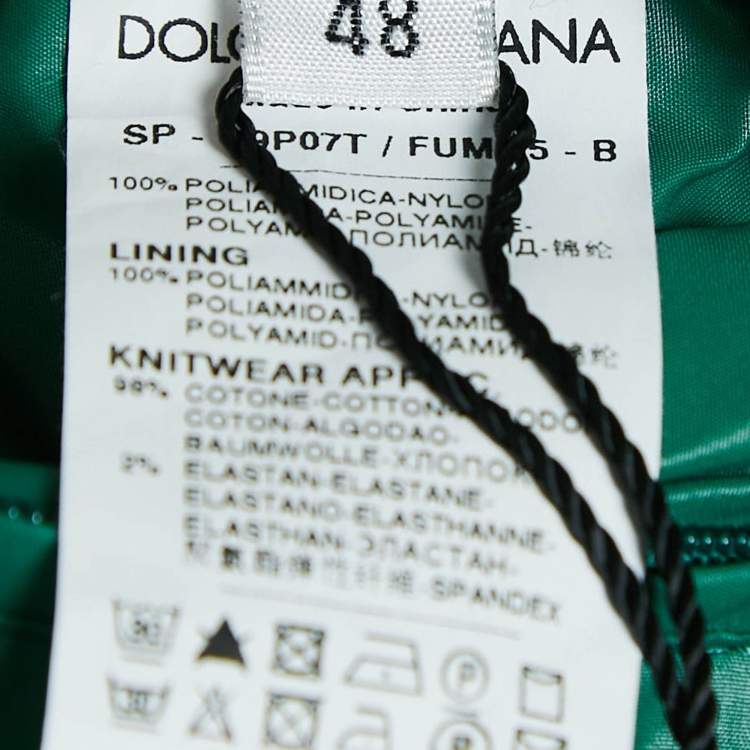 Pre Owned Dolce & Gabbana Green Synthetic Zip-Up Bomber Jacket M