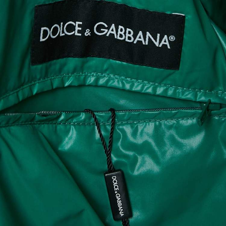 Pre Owned Dolce & Gabbana Green Synthetic Zip-Up Bomber Jacket M