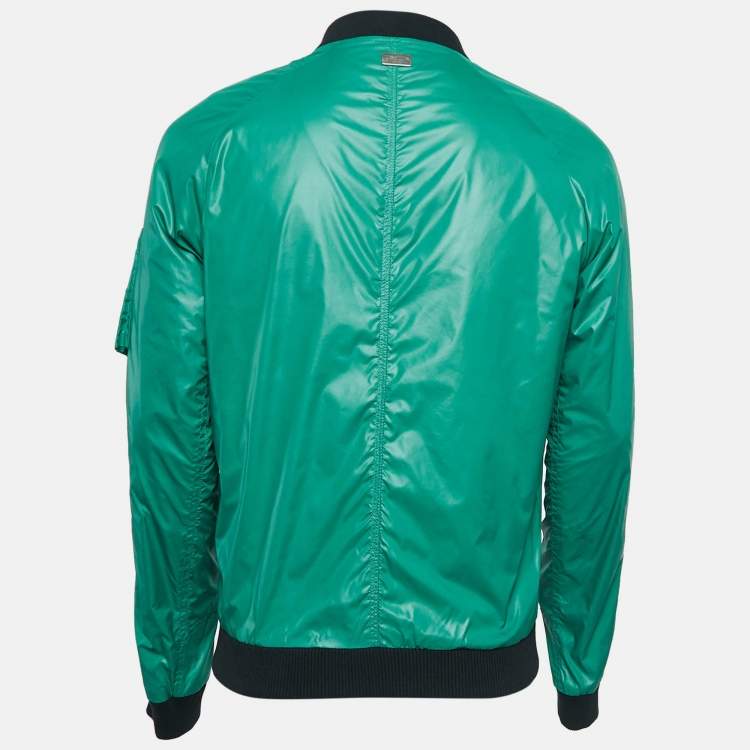 Pre Owned Dolce & Gabbana Green Synthetic Zip-Up Bomber Jacket M