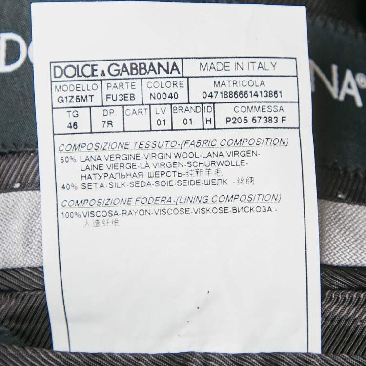 Pre Owned Dolce & Gabbana Grey Wool Blend Pants Suit S