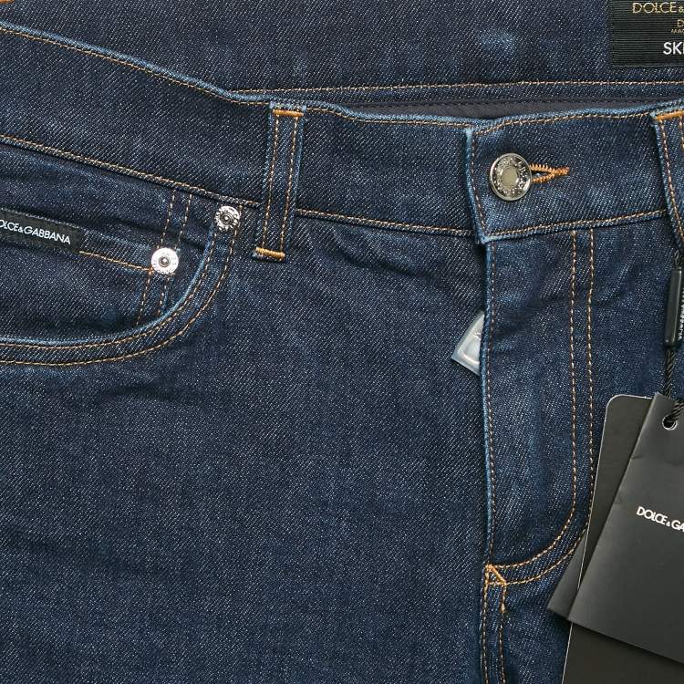 مملوكة مسبقًا Dolce & Gabbana Navy Blue Denim Skinny Fit Jeans M Waist 31"
