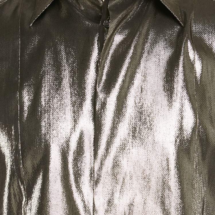 Pre Owned Dolce & Gabbana Gold Metallic Lamé Long Sleeve Shirt M