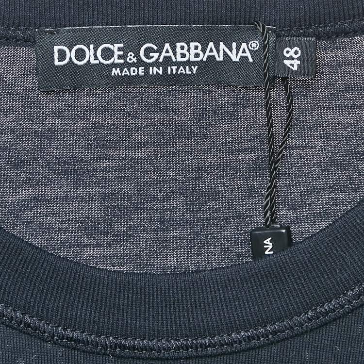 Pre Owned Dolce & Gabbana Navy Blue Jersey Logo Plaque T-Shirt M