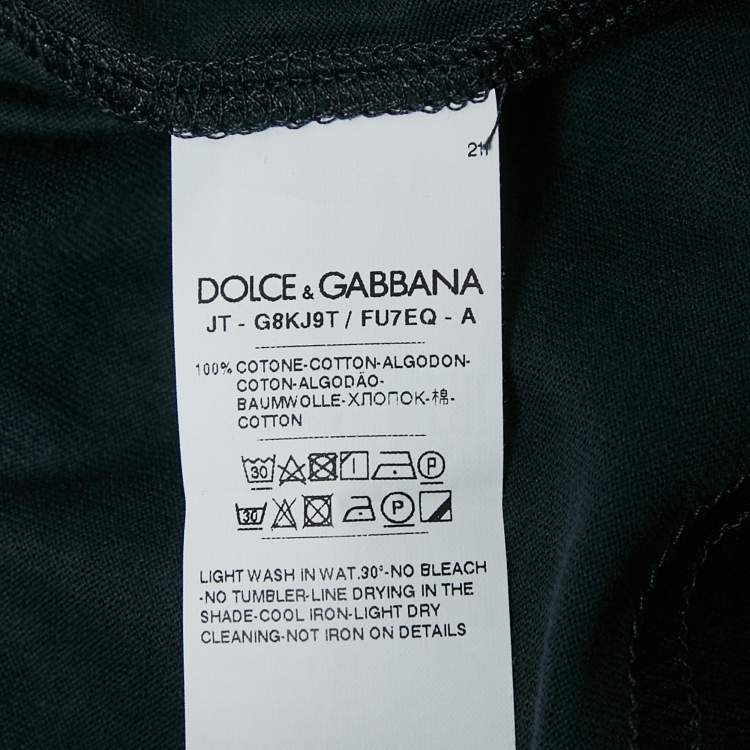 Pre Owned Dolce & Gabbana Navy Blue Jersey Logo Plaque T-Shirt M