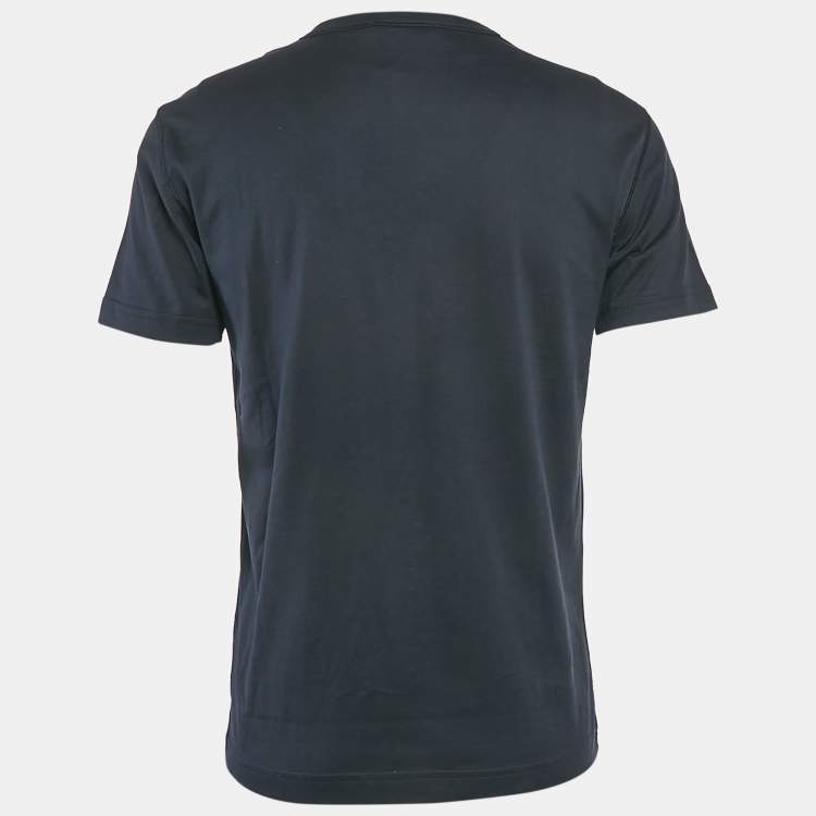 Pre Owned Dolce & Gabbana Navy Blue Jersey Logo Plaque T-Shirt M