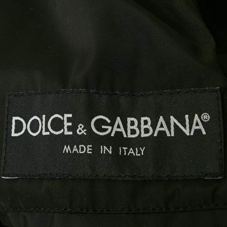 Pre Owned Dolce & Gabbana Black Suede Trim Synthetic Bomber Jacket S