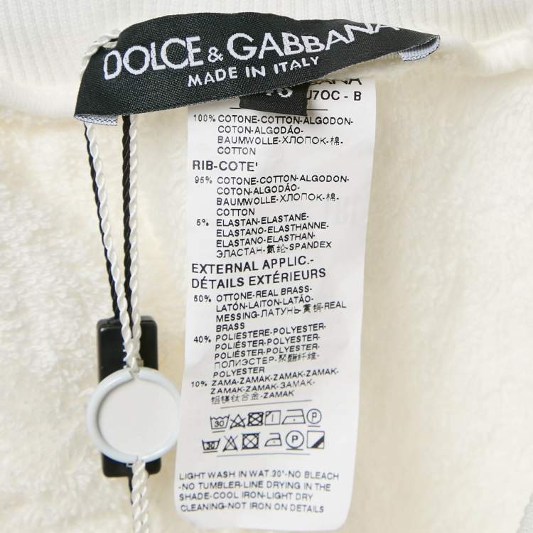 Pre Owned Dolce & Gabbana White Cotton Terry Sweatpants S