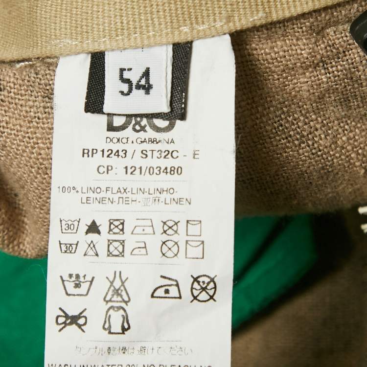 Pre Owned Dolce & Gabbana Green Camouflage Linen Cargo Shorts XXXL