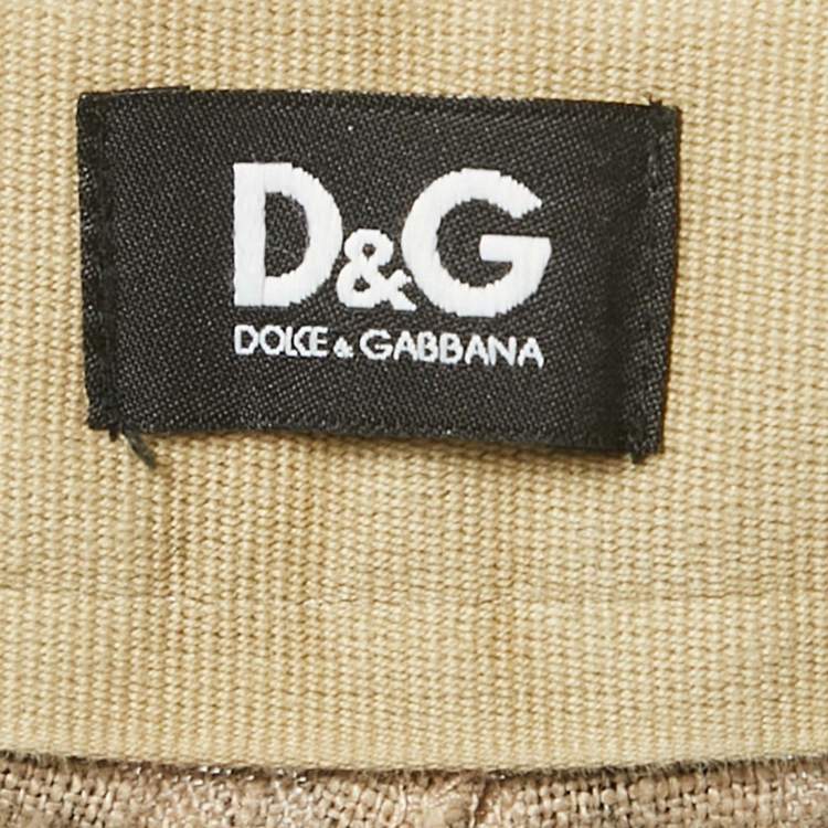 Pre Owned Dolce & Gabbana Green Camouflage Linen Cargo Shorts XXXL