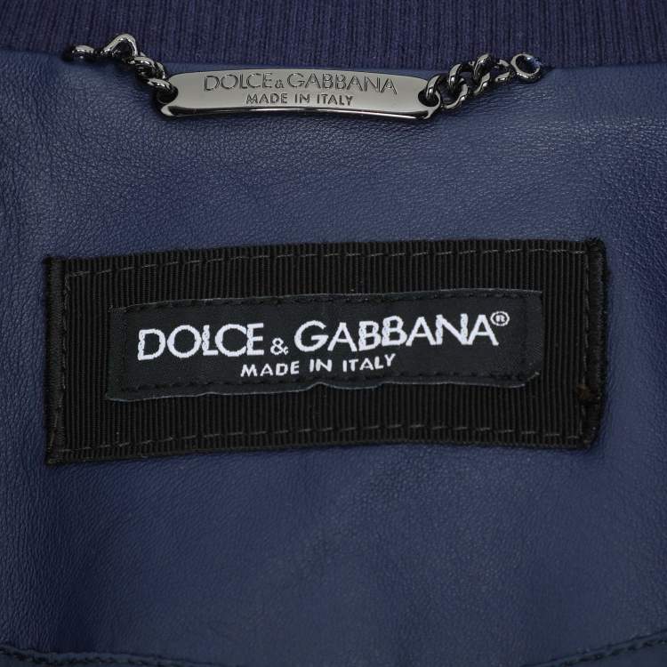 Pre Owned Dolce & Gabbana Blue Leather Jacket XL