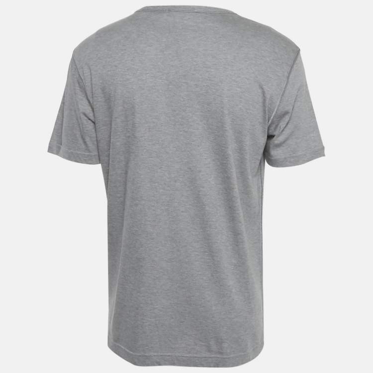 Pre Owned Dolce & Gabbana Grey Cotton Logo Plaque Crew Neck T-Shirt L
