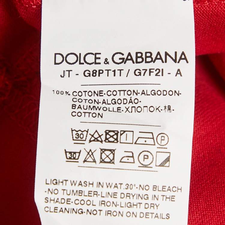 مملوكة مسبقًا Dolce & Gabbana Red Jersey Crew Neck T-Shirt L