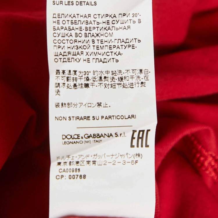 مملوكة مسبقًا Dolce & Gabbana Red Jersey Crew Neck T-Shirt L